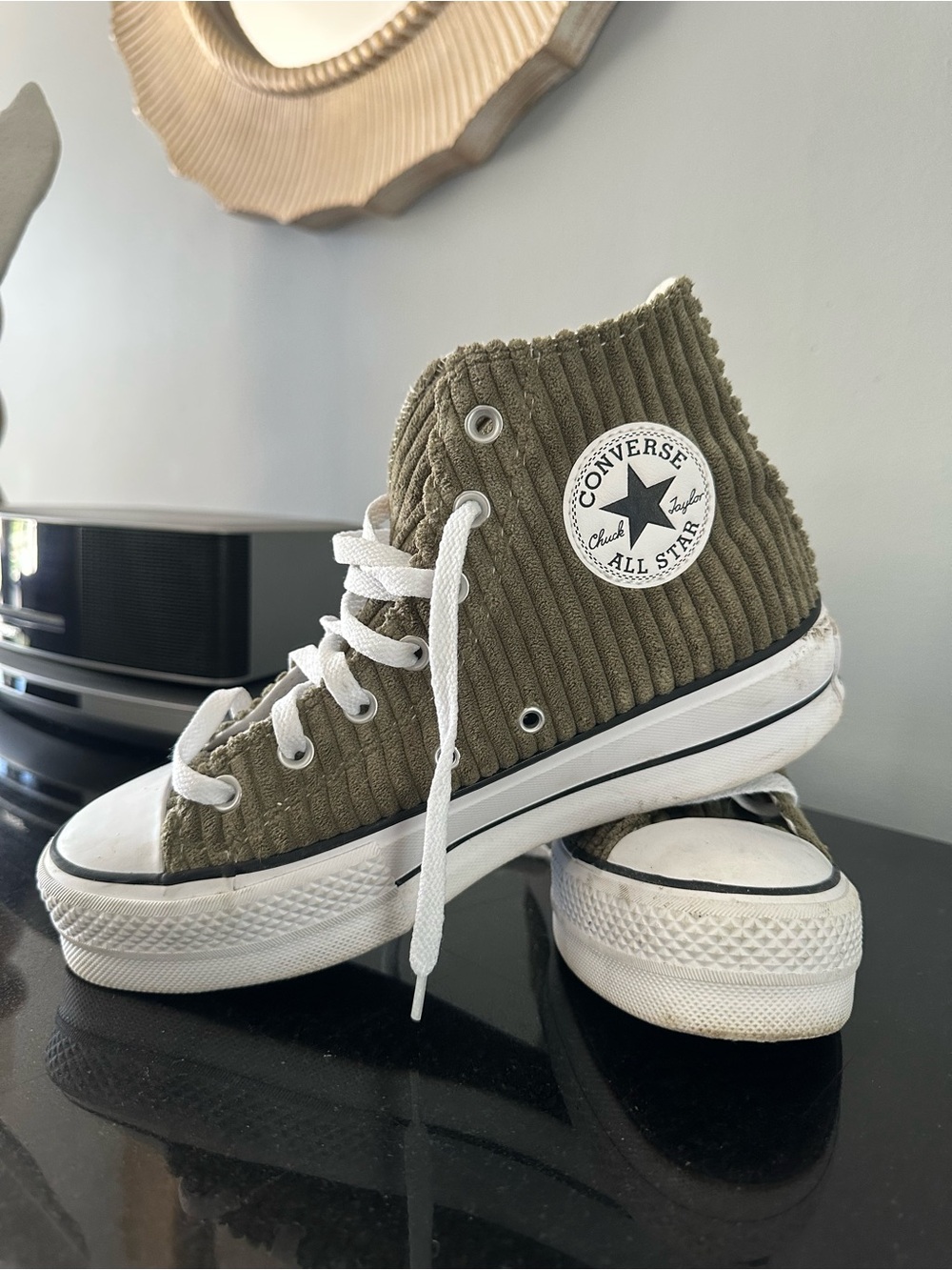 Converse Olive Green Corduroy High-Top Sneakers